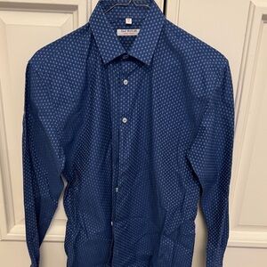 Isaac Mizrahi Boys 16 Navy Patterned Dress Shirt